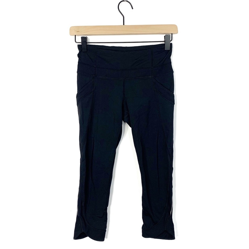 Lululemon Black Crop Pocket Mesh Leggings Size 4